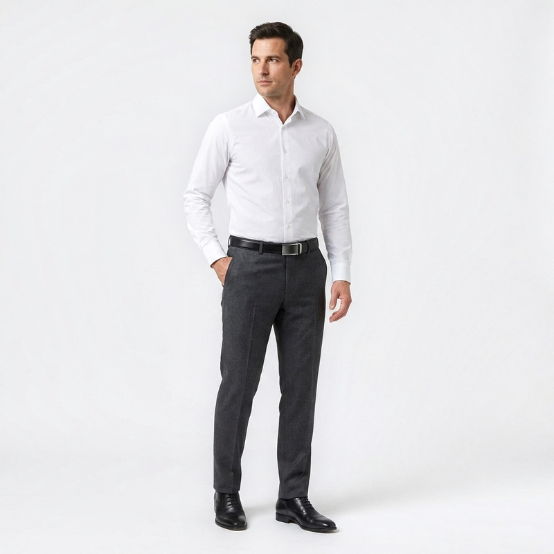 Mannequin homme portant la Ceinture Boucle Automatique Cuir Homme — style business — Le Monde de la Ceinture