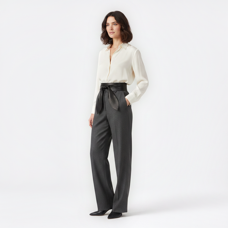 Mannequin femme portant la Ceinture Large a Noeud — look luxe — Le Monde de la Ceinture