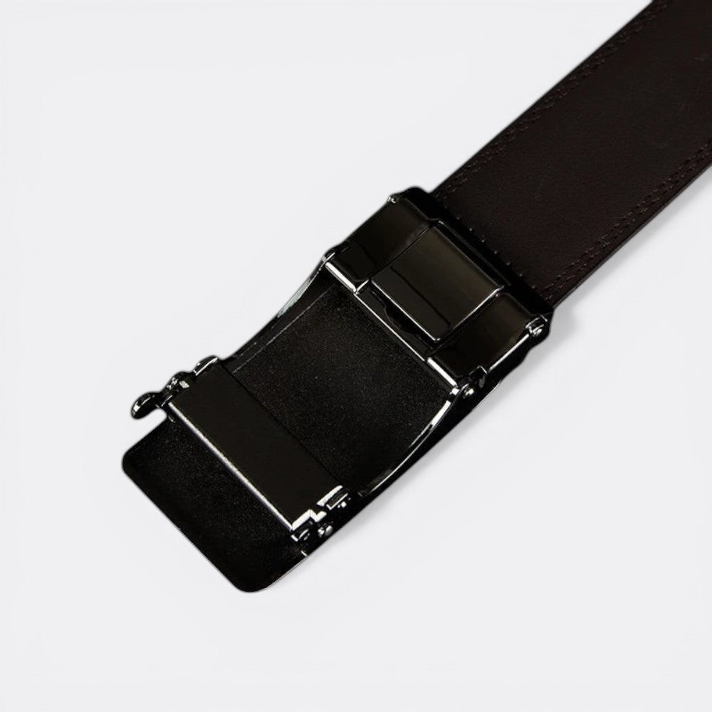 Le monde de la ceinture men's dark brown leather belt with automatic buckle