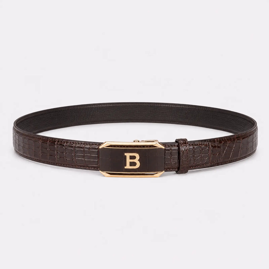 Ceinture Pour Homme Boucle Automatique Motif Crocodile, coloris Café — Le Monde de la Ceinture