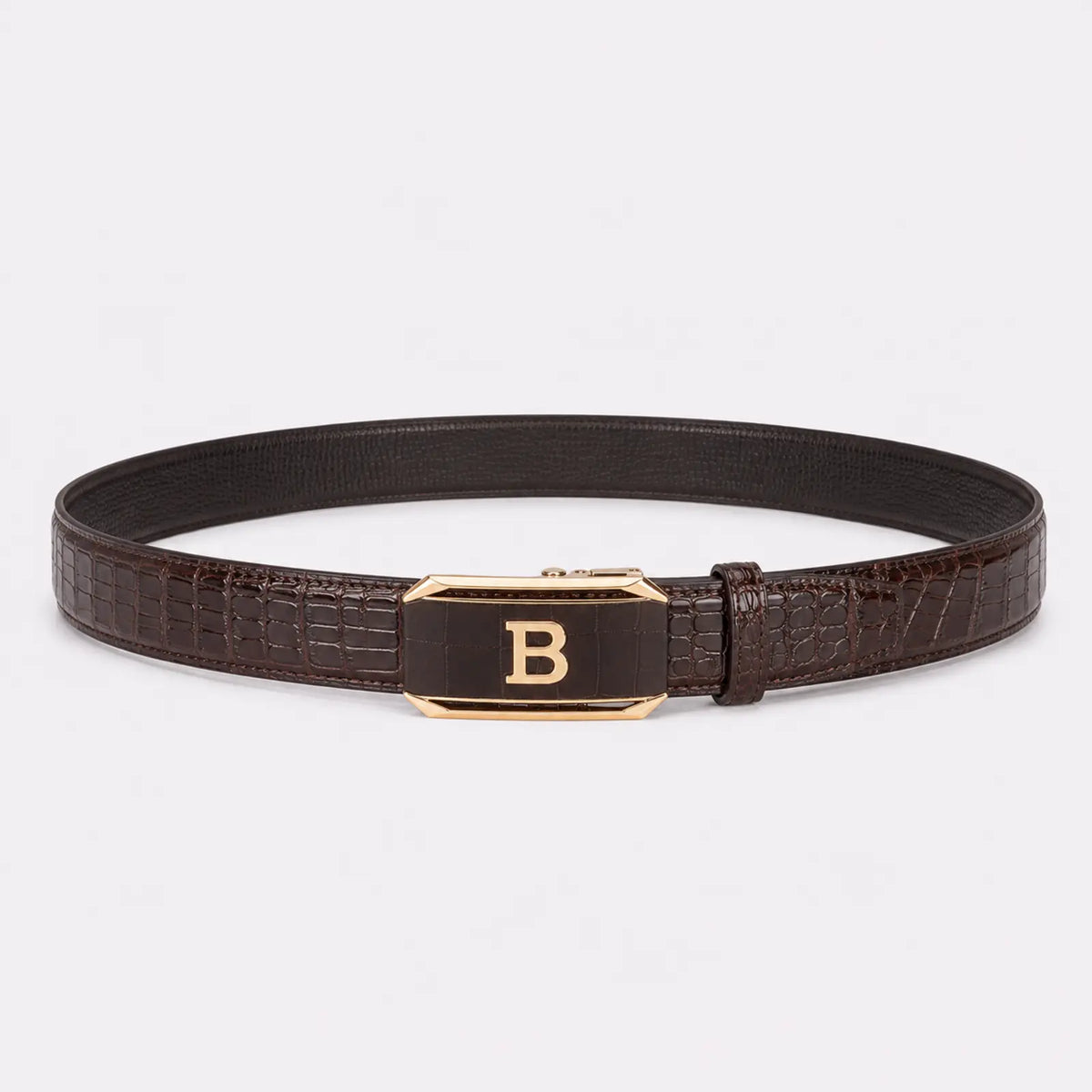 Ceinture Pour Homme Boucle Automatique Motif Crocodile, coloris Café — Le Monde de la Ceinture