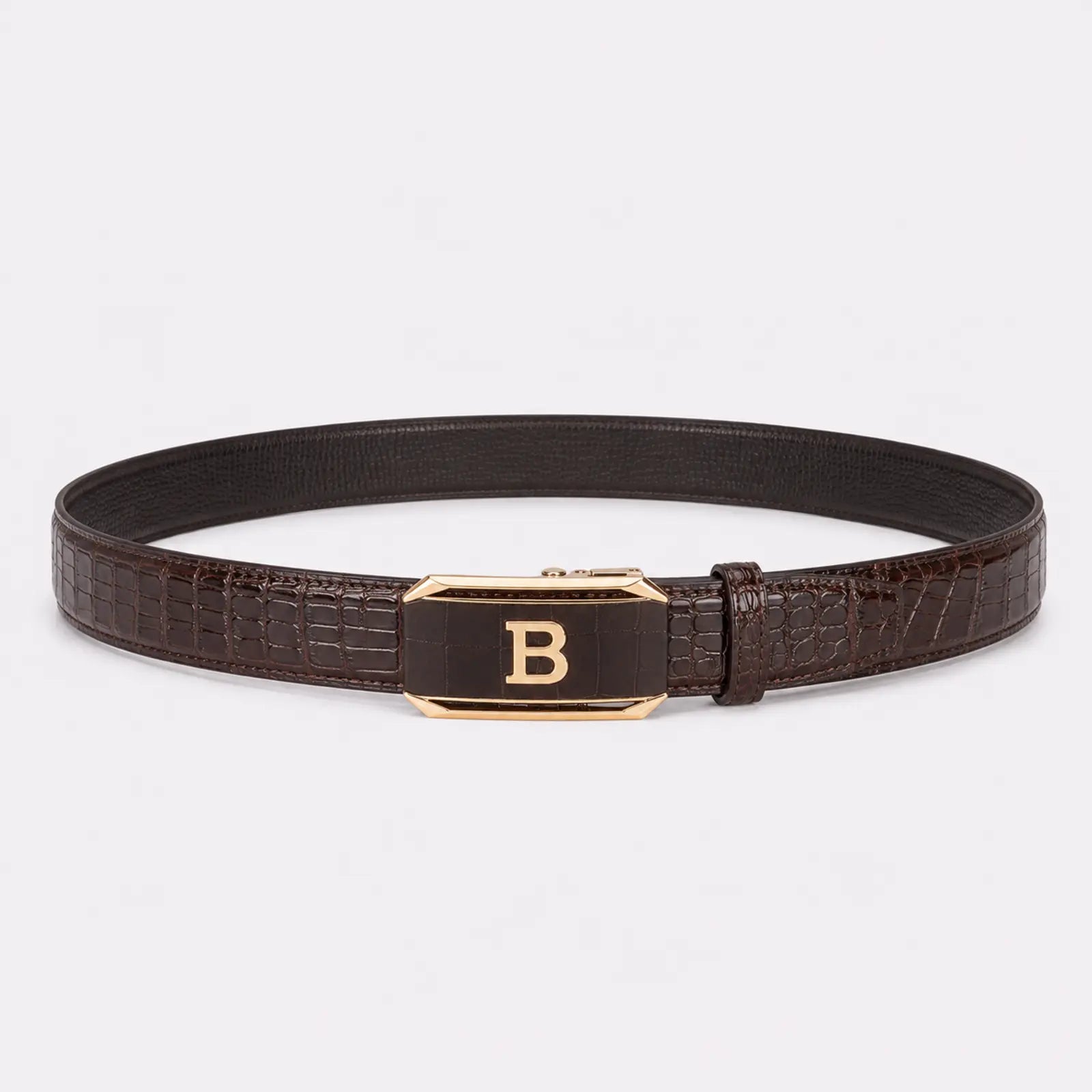 Ceinture Pour Homme Boucle Automatique Motif Crocodile, coloris Café — Le Monde de la Ceinture