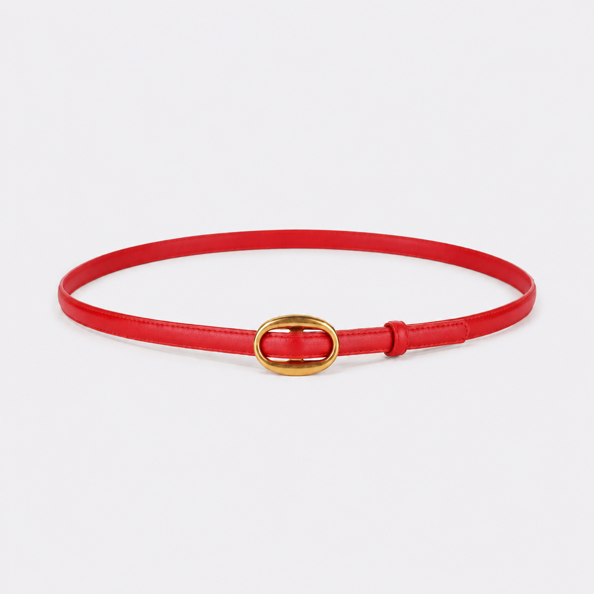 Ceinture Femme Pour Robe En Cuir Rouge Boucle Dorée