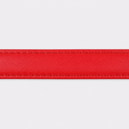 Ceinture Femme Pour Robe En Cuir Rouge Boucle Dorée