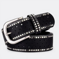 Ceinture a Trou Boucle Argenté - Noir 95cm | Le monde de la ceinture