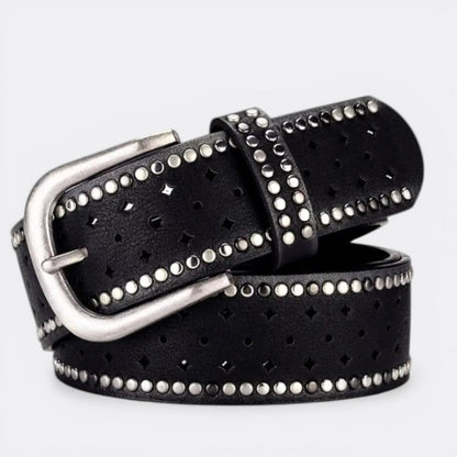 Ceinture a Trou Boucle Argenté - Noir 95cm | Le monde de la ceinture