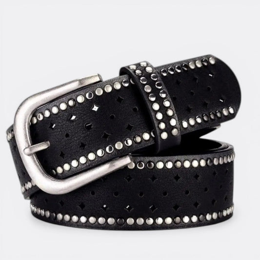 Ceinture a Trou Boucle Argenté - Noir 95cm | Le monde de la ceinture