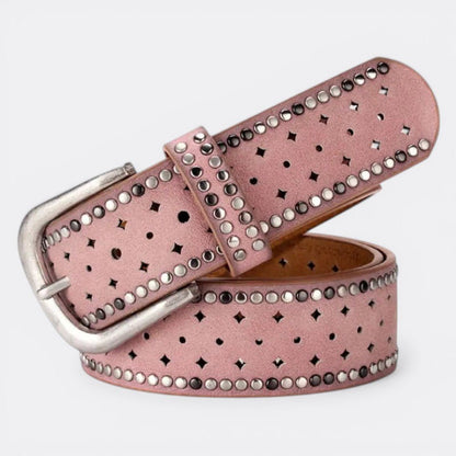 Ceinture a Trou Boucle Argenté - Rose 95cm | Le monde de la ceinture