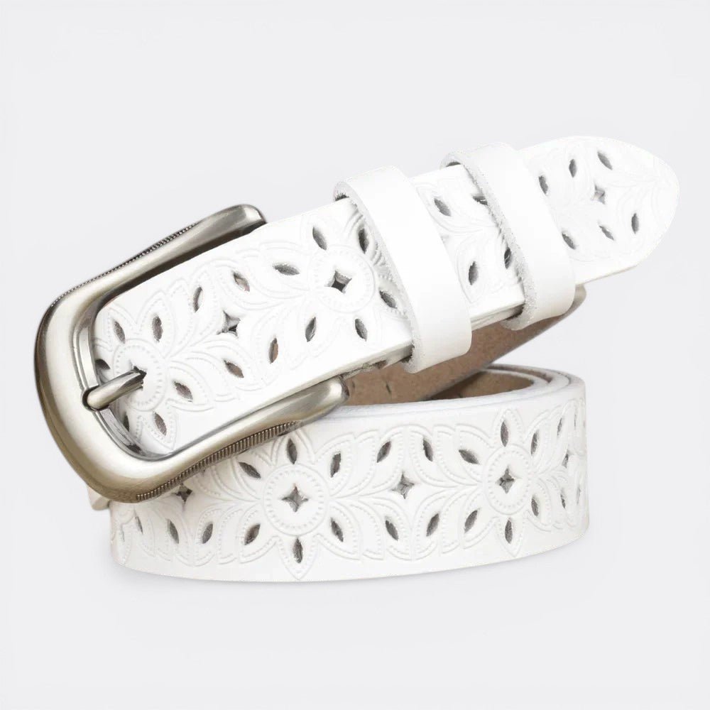 Ceinture a Trou Cuir Femme - Blanc 110cm | Le monde de la ceinture