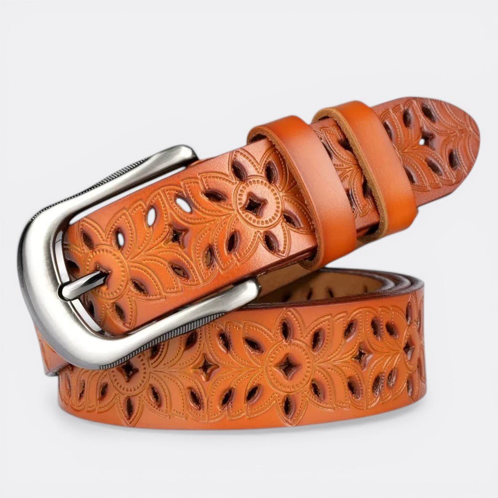 Ceinture a Trou Cuir Femme - Orange 110cm | Le monde de la ceinture