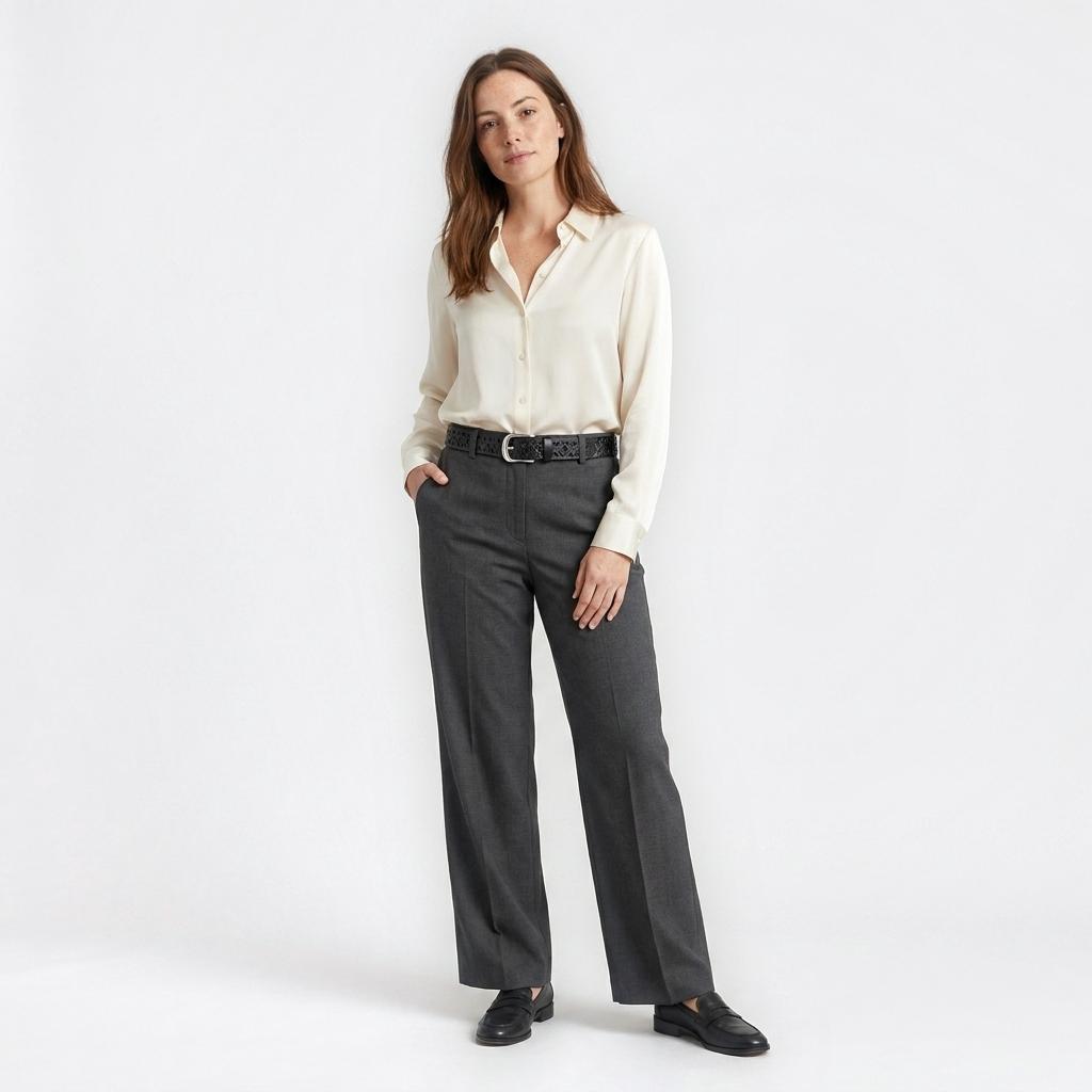 Mannequin femme portant la Ceinture a Trou Cuir Femme — look casual chic — Le Monde de la Ceinture