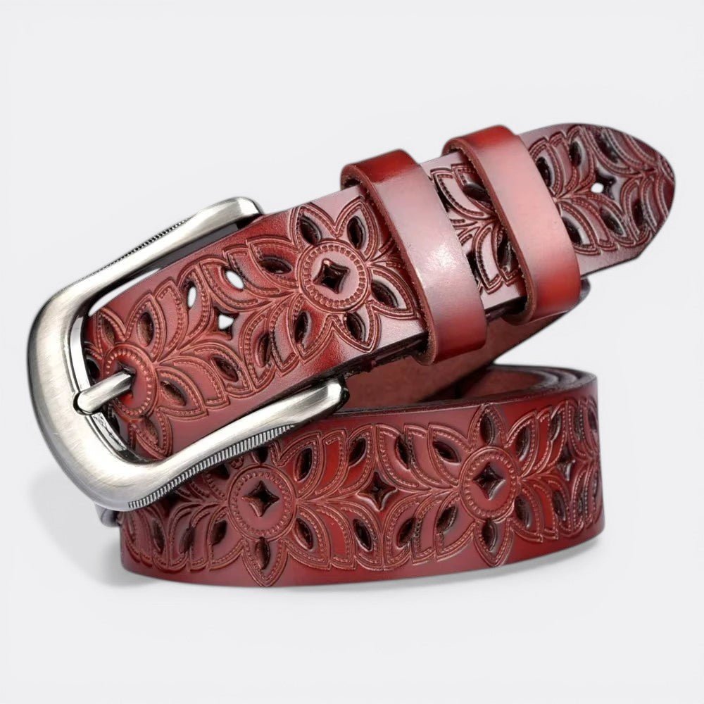 Ceinture a Trou Cuir Femme - Rouge Bordeaux 110cm | Le monde de la ceinture