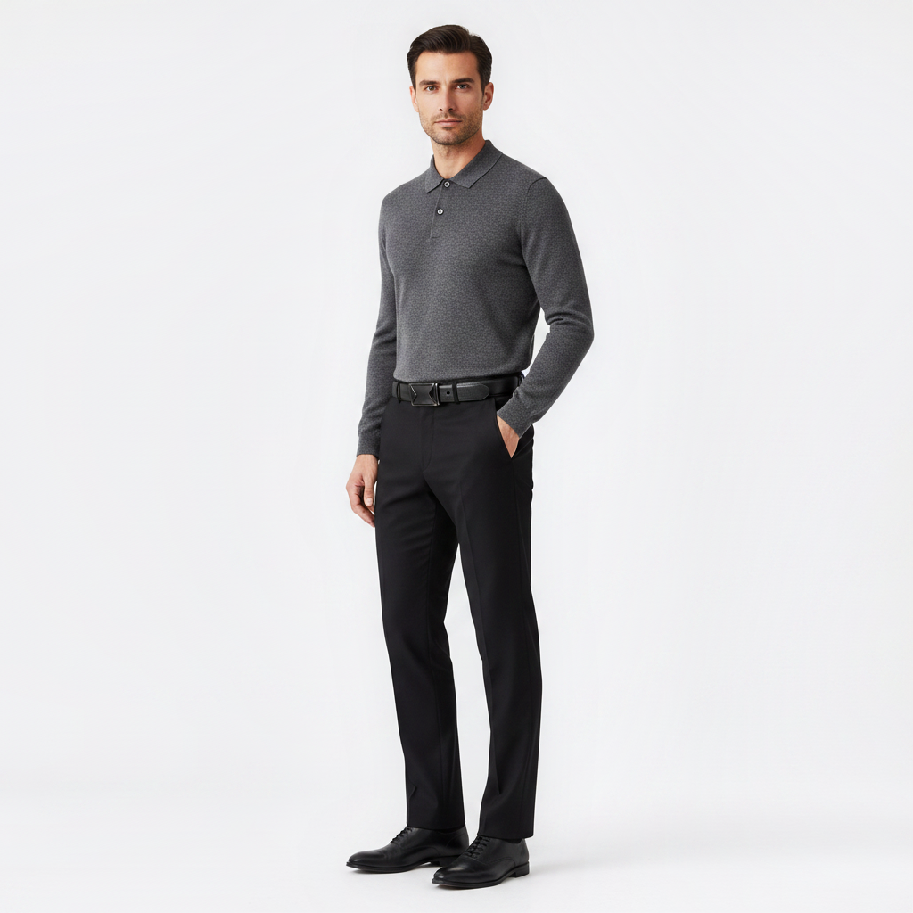 Mannequin homme portant la Ceinture Automatique Cuir Homme — look luxe — Le Monde de la Ceinture