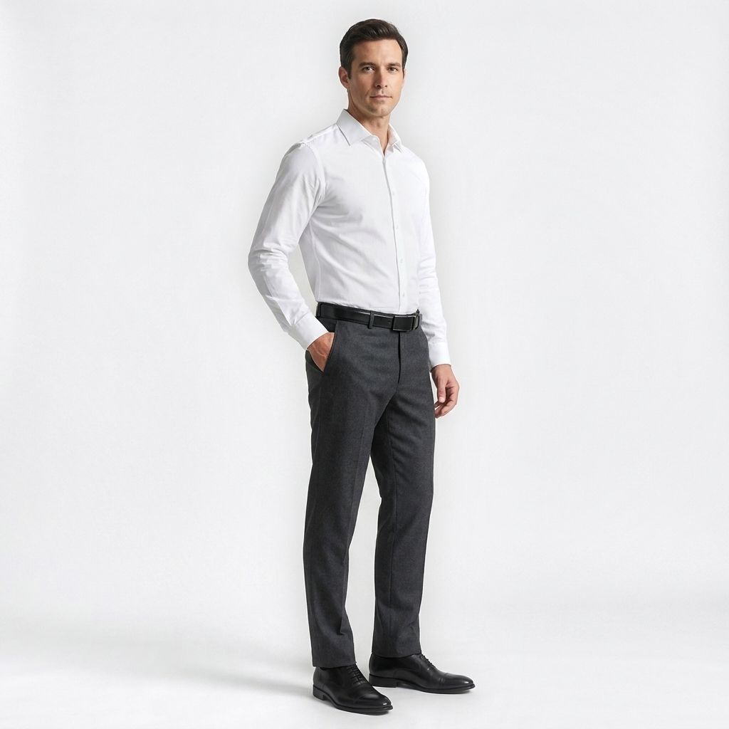 Mannequin homme portant la Ceinture avec Boucle Automatique — style business — Le Monde de la Ceinture