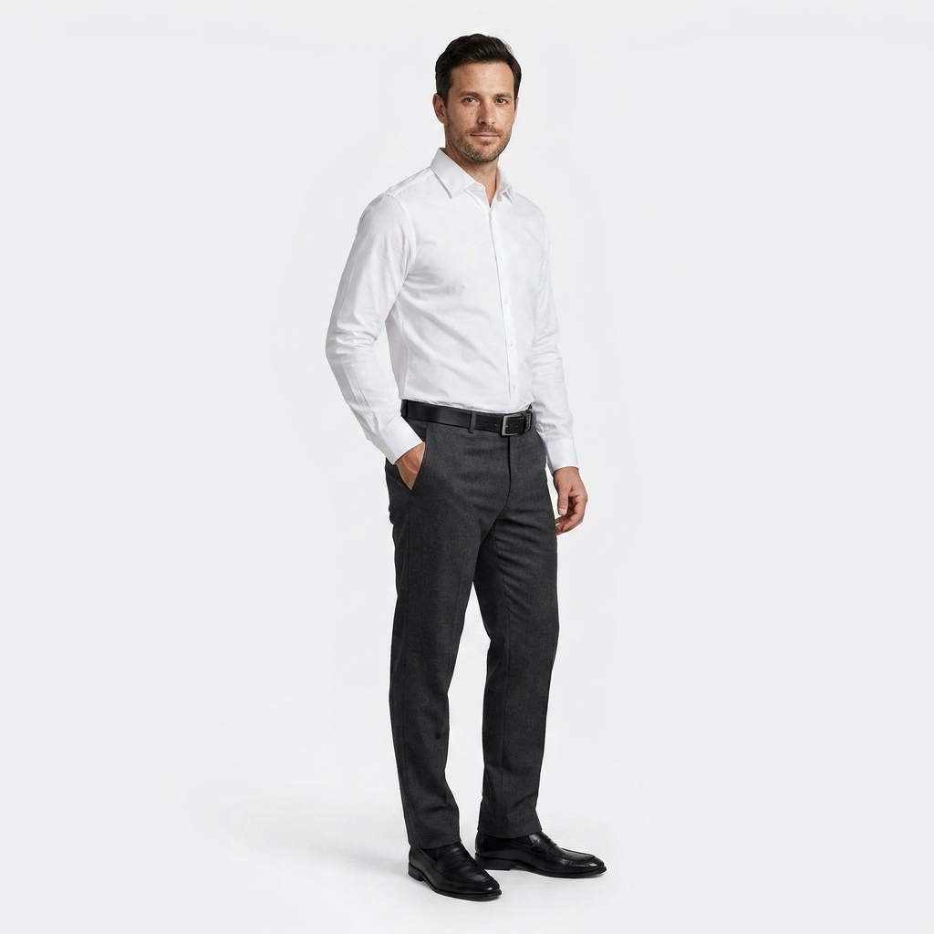 Mannequin homme portant la Ceinture Basique Homme — style business — Le Monde de la Ceinture