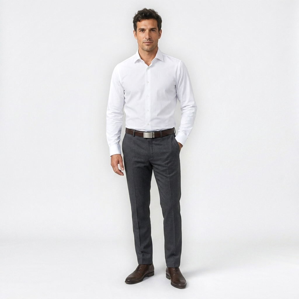 Mannequin homme portant la Ceinture Boucle en Métal — style business — Le Monde de la Ceinture