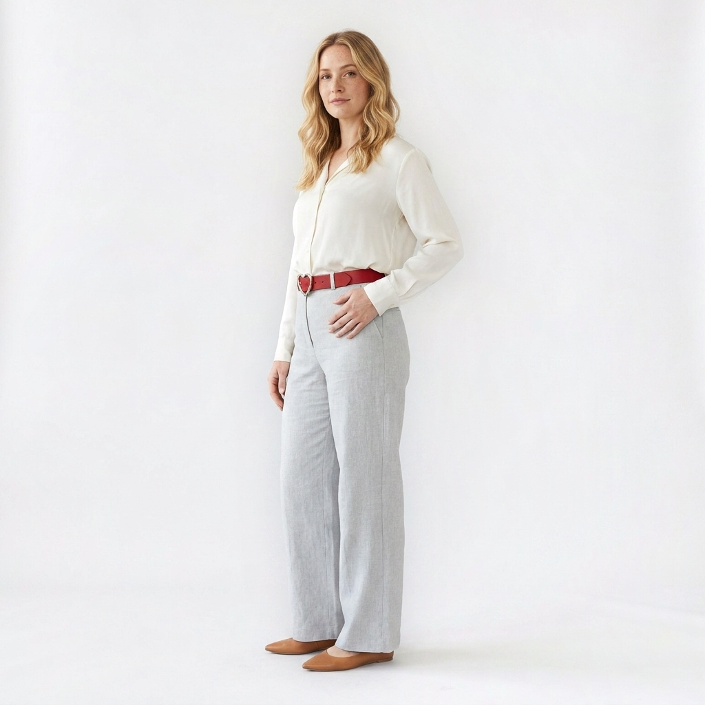 Mannequin femme portant la Ceinture Coeur Femme — look casual chic — Le Monde de la Ceinture