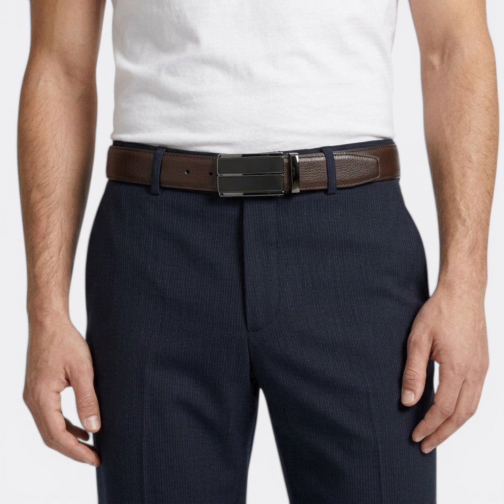 Ceinture Cuir Boucle Automatique Homme - Noir 110cm | Le monde de la ceinture