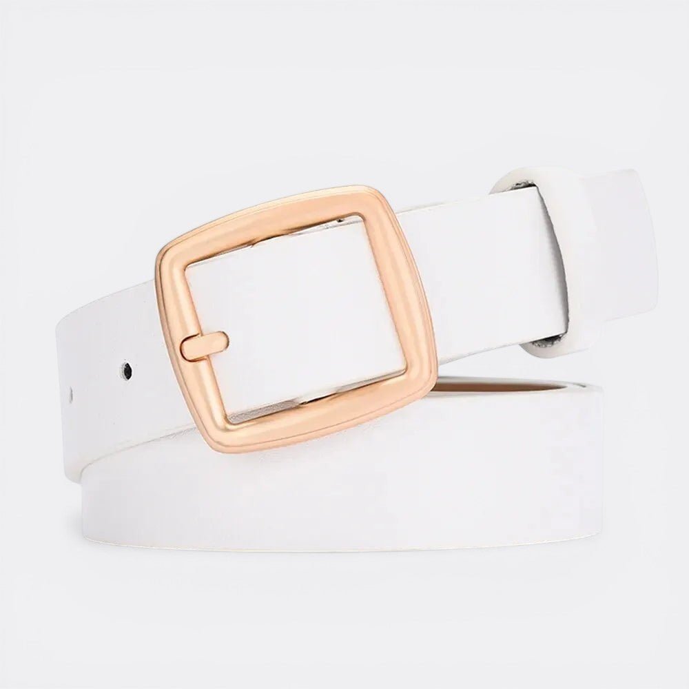 Ceinture Cuir Boucle Carrée - Blanc 105cm | Le monde de la ceinture