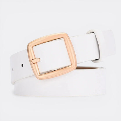 Ceinture Cuir Boucle Carrée - Blanc 105cm | Le monde de la ceinture