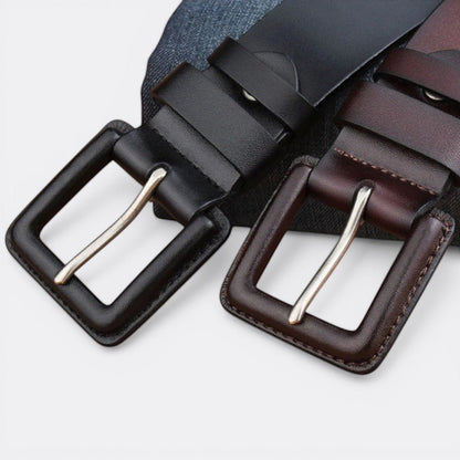 Ceinture cuir Boucle Carrée Homme - Rouge Bordeaux 105cm | Le monde de la ceinture
