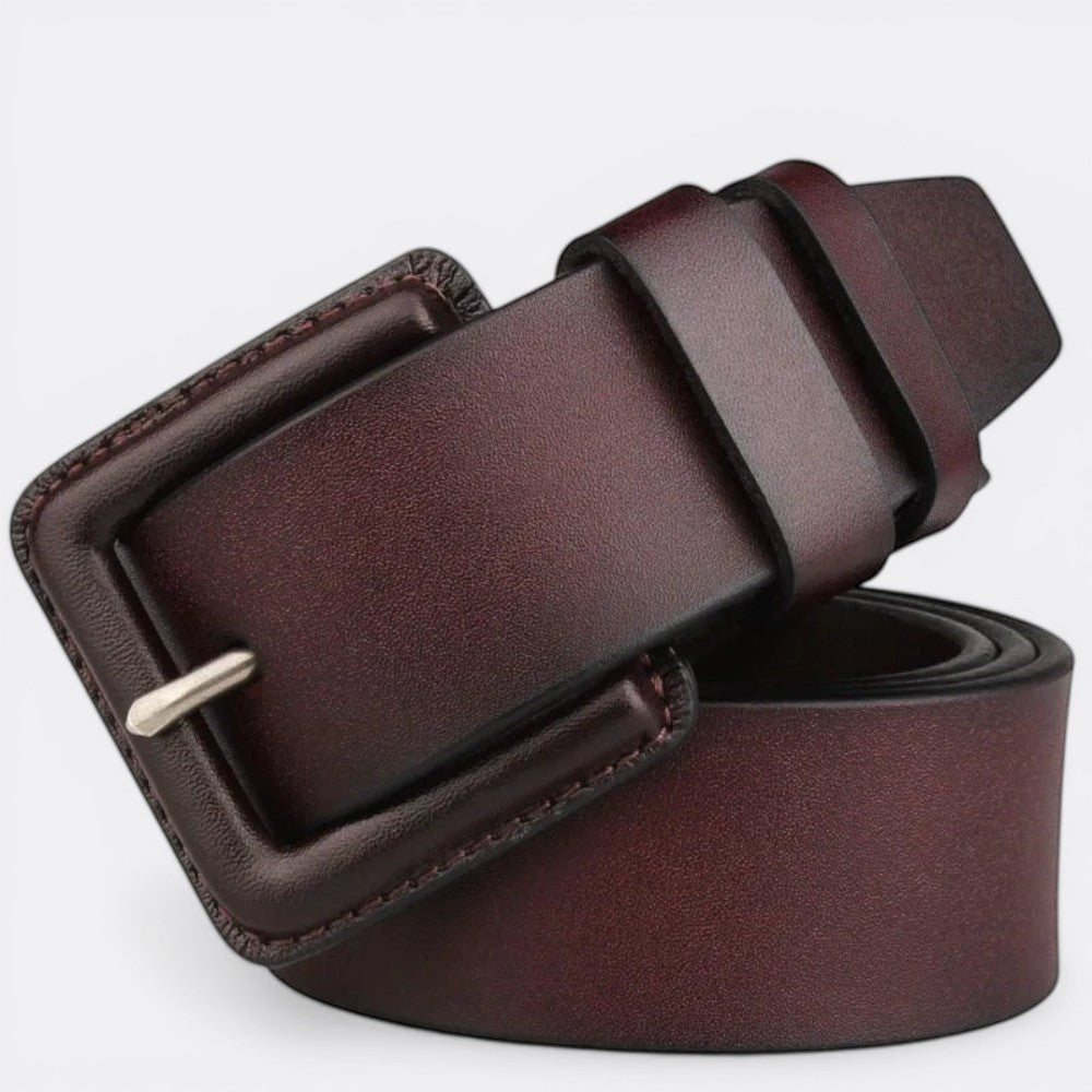 Ceinture cuir Boucle Carrée Homme - Rouge Bordeaux 105cm | Le monde de la ceinture