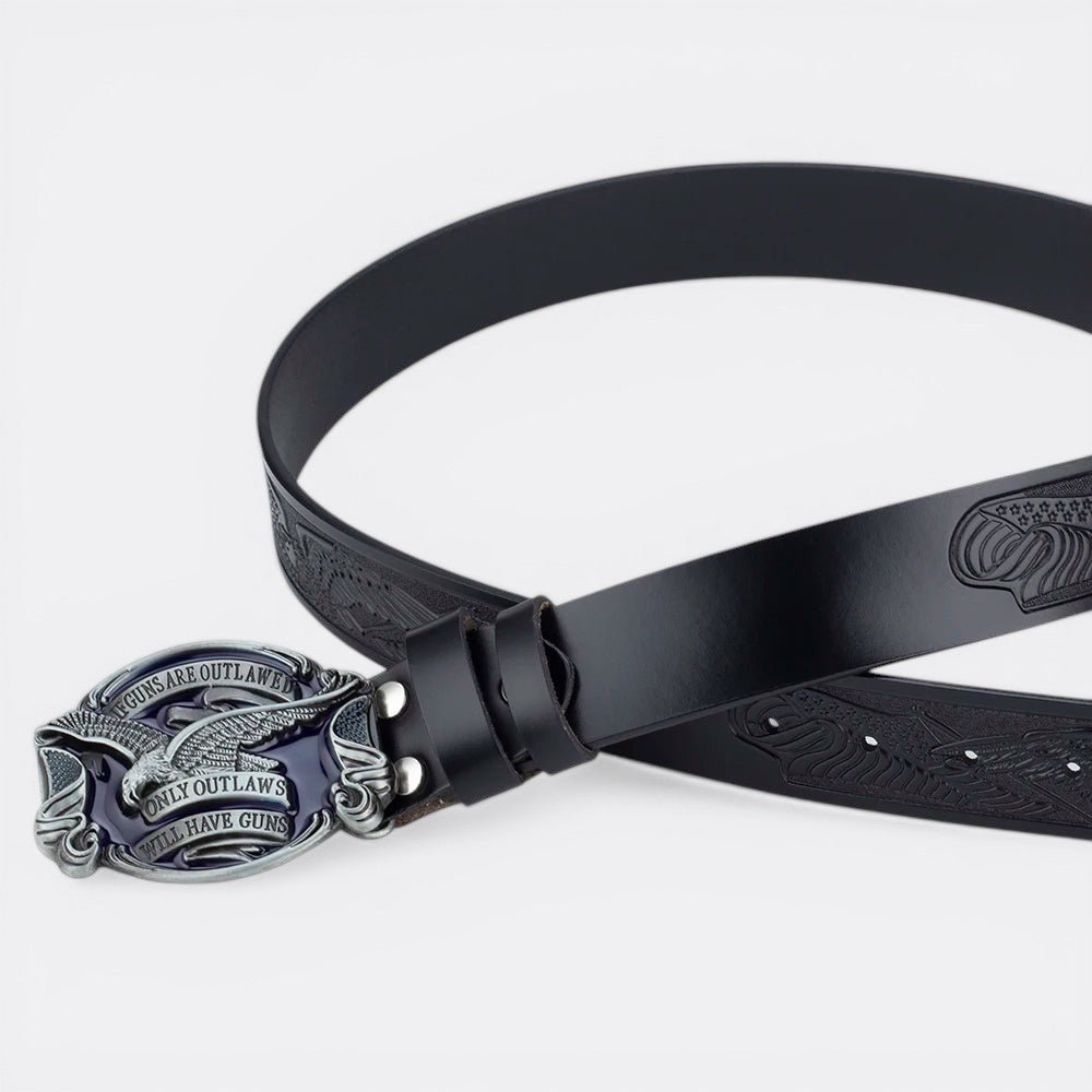 Ceinture Cuir Boucle Cow Boy - Orange 95cm | Le monde de la ceinture