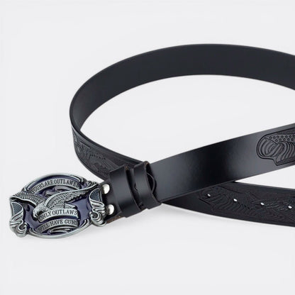 Ceinture Cuir Boucle Cow Boy - Orange 95cm | Le monde de la ceinture