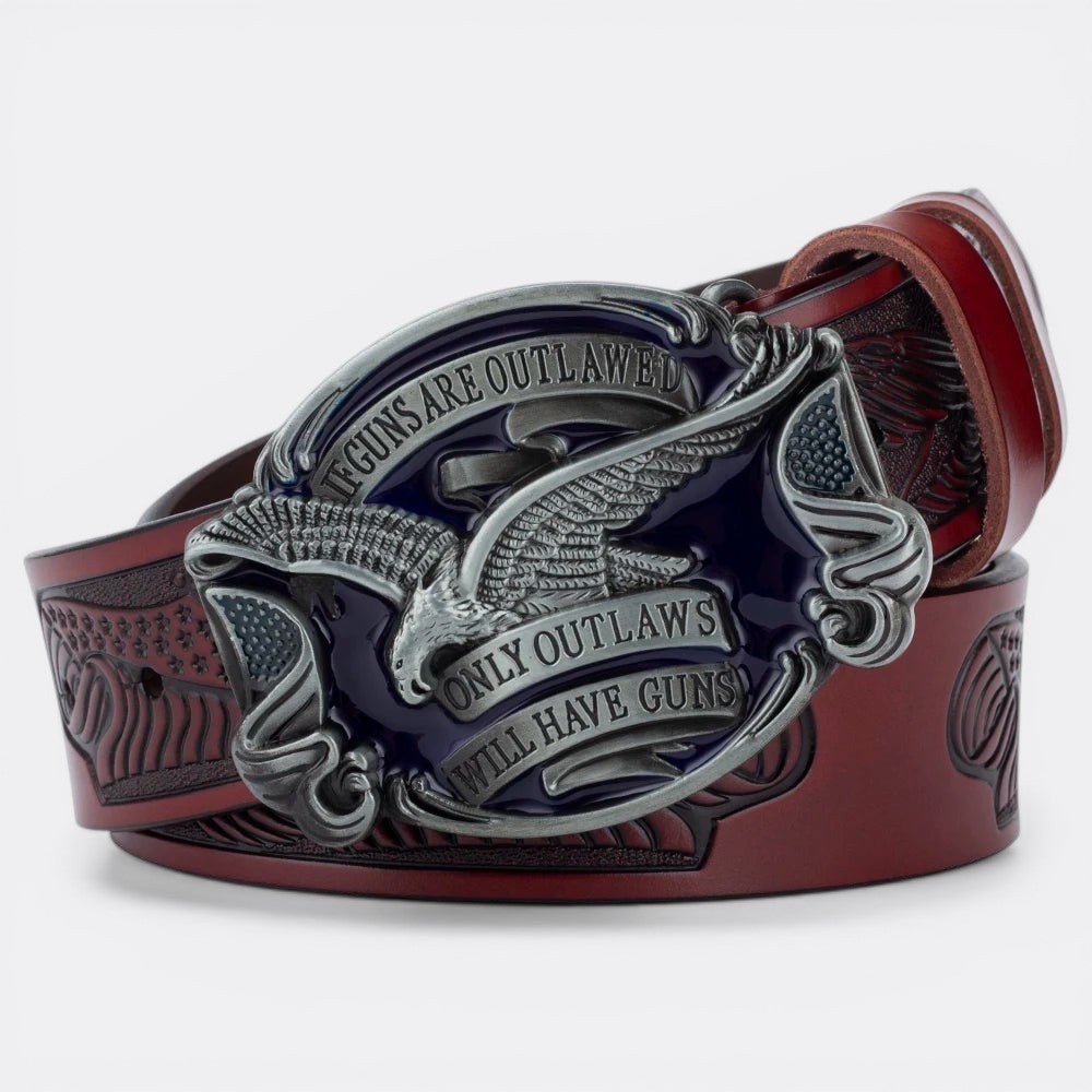 Ceinture Cuir Boucle Cow Boy - Rouge Bordeaux 90cm | Le monde de la ceinture