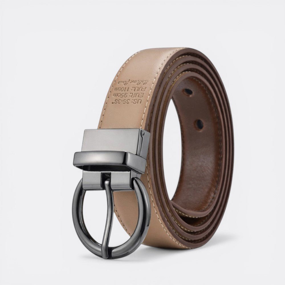 Ceinture cuir Boucle Reversible - Marron Clair 155cm | Le monde de la ceinture