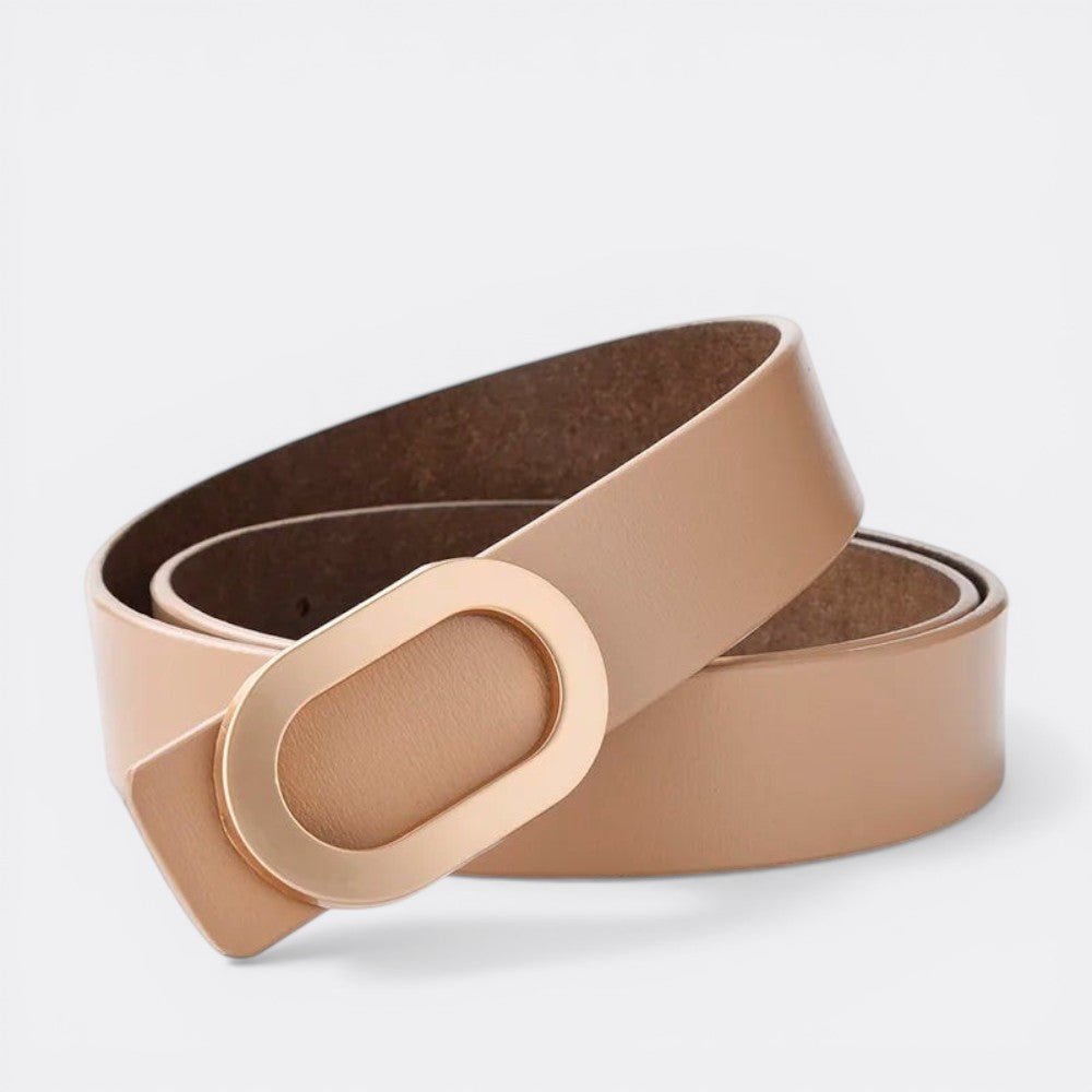 Ceinture Cuir Femme Boucle Dorée - Beige 95cm | Le monde de la ceinture
