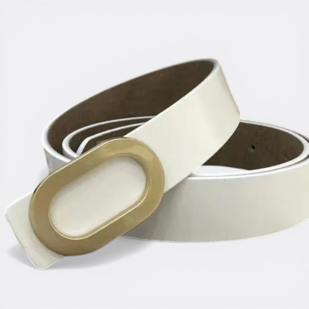 Ceinture Cuir Femme Boucle Dorée - Blanc 95cm | Le monde de la ceinture