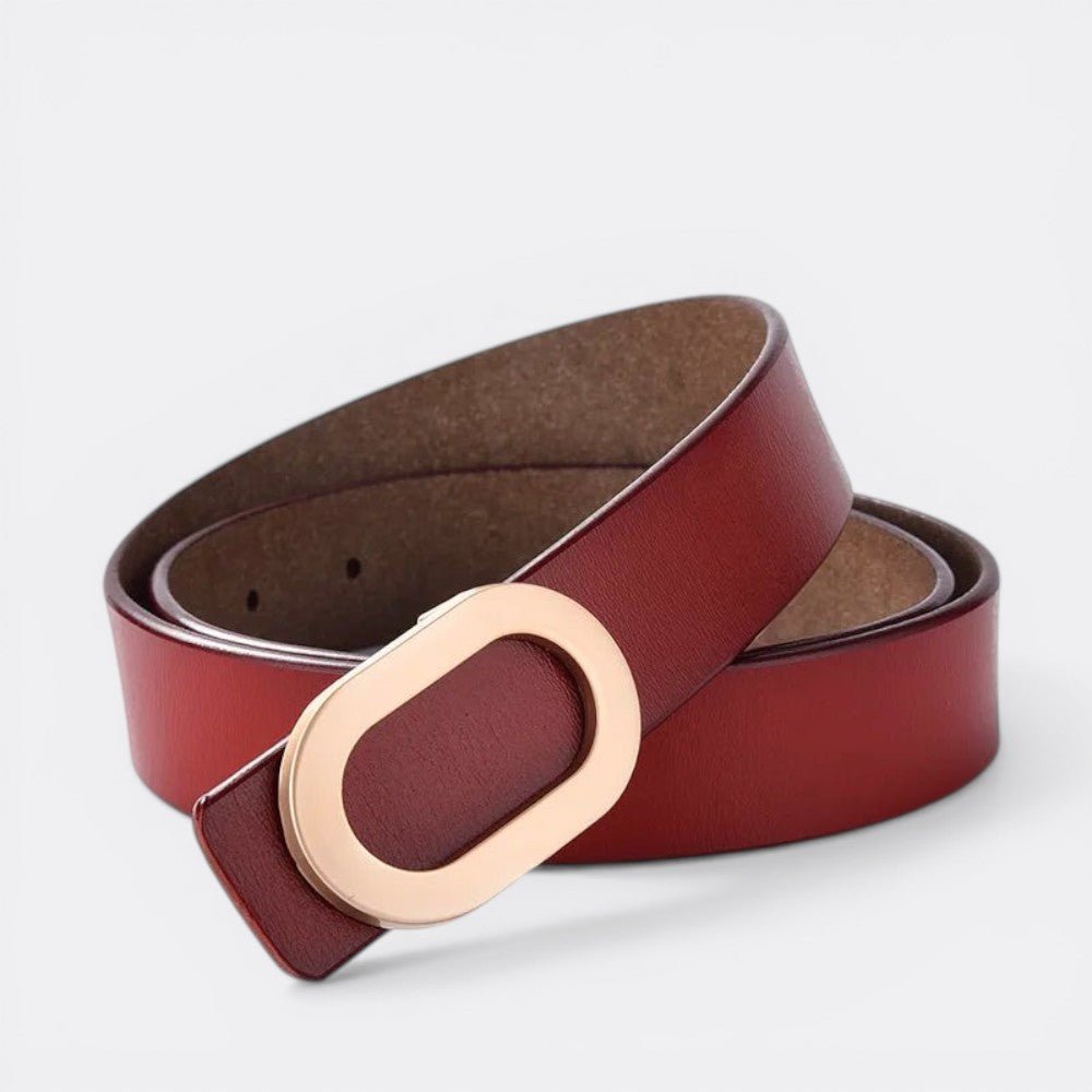 Ceinture Cuir Femme Boucle Dorée - Rouge Bordeaux 95cm | Le monde de la ceinture