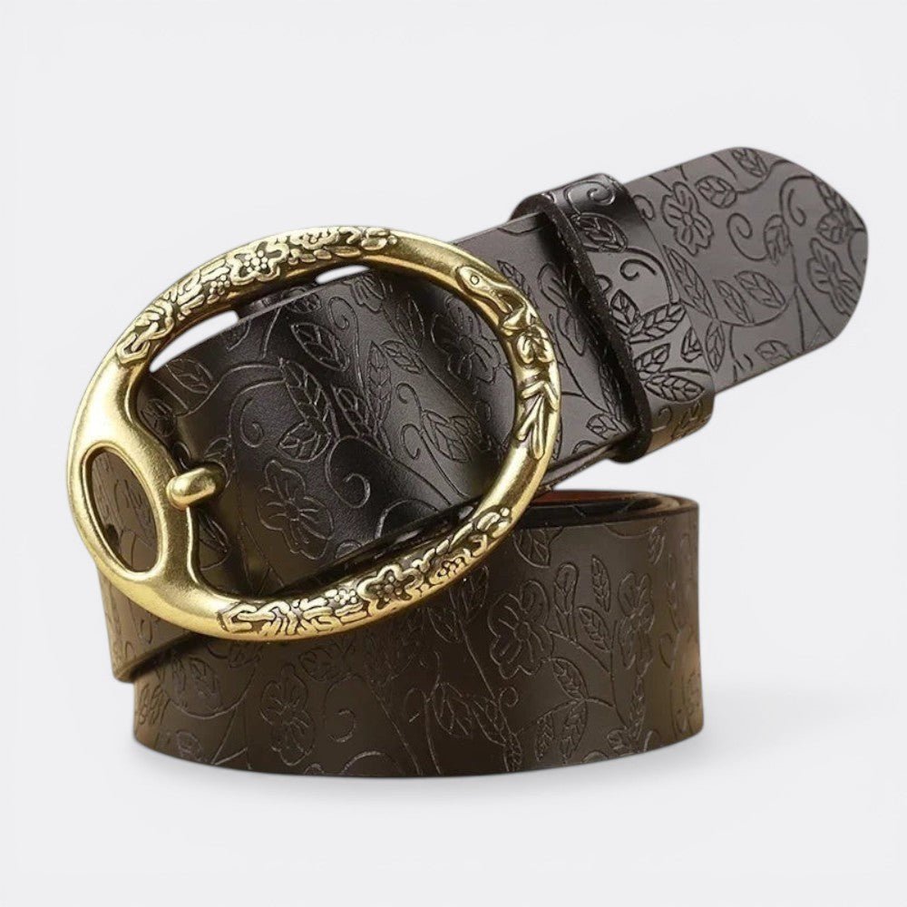 Ceinture Cuir Femme Gravure - Noir 105cm | Le monde de la ceinture