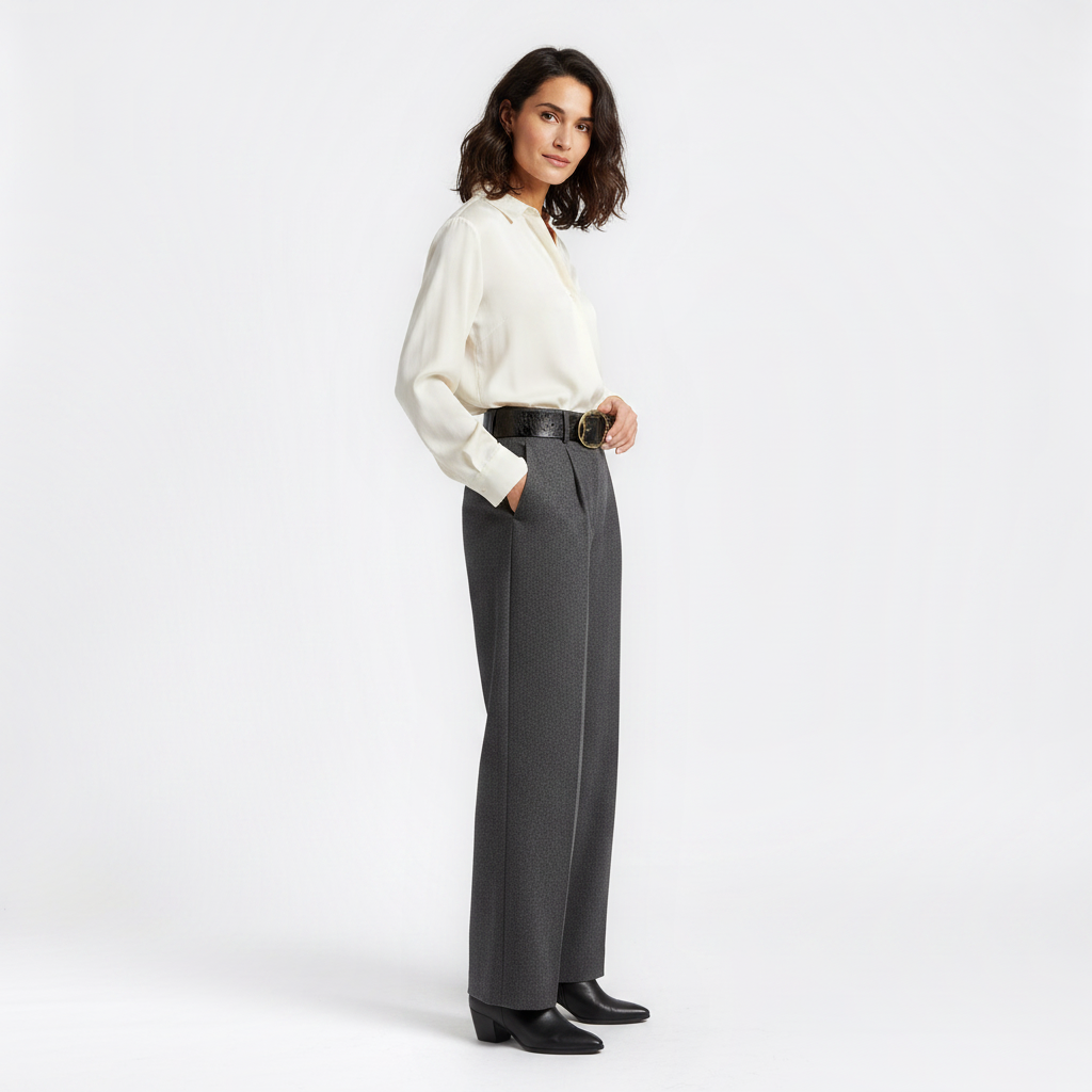 Mannequin femme portant la Ceinture Cuir Femme Gravure — look casual chic — Le Monde de la Ceinture
