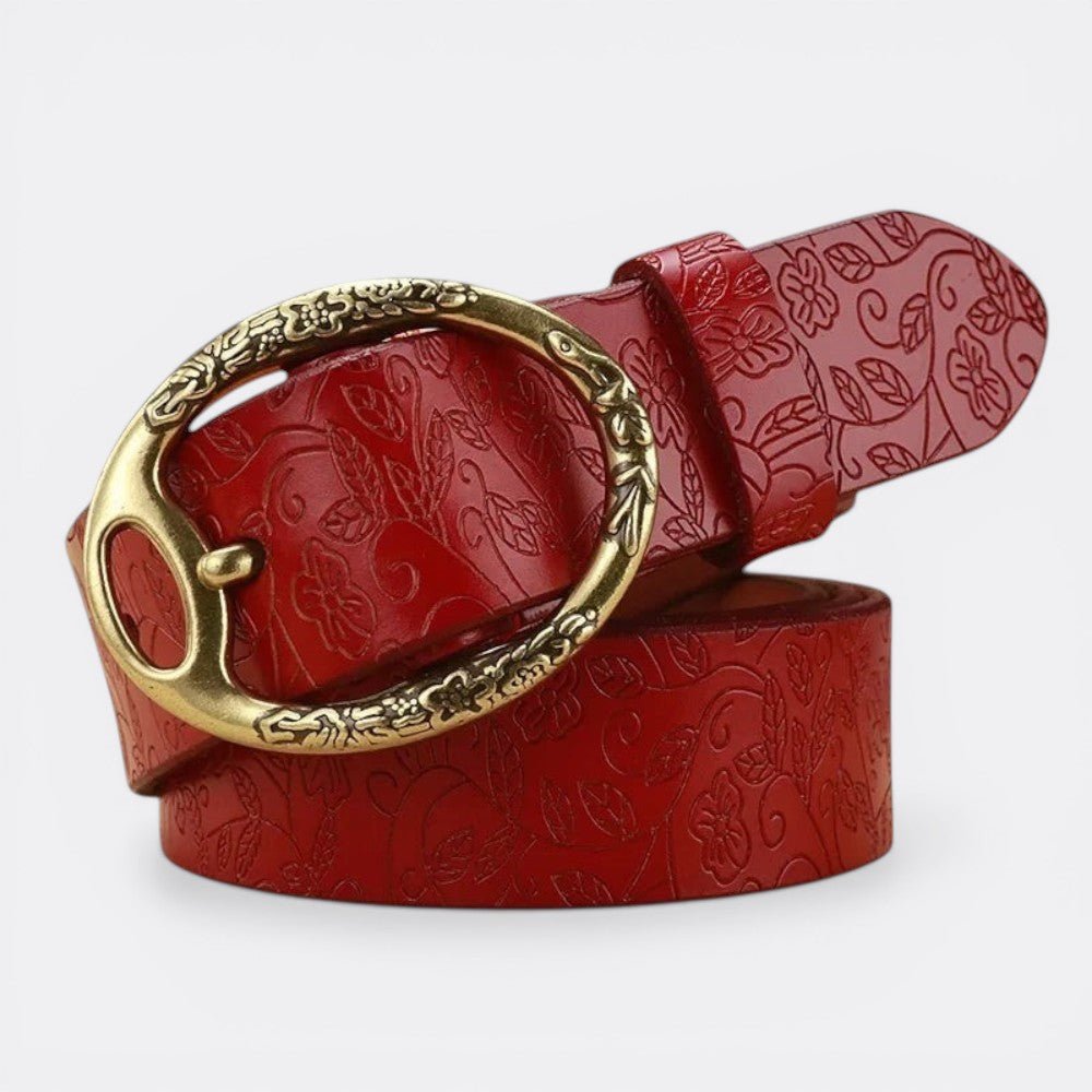 Ceinture Cuir Femme Gravure - Rouge 105cm | Le monde de la ceinture