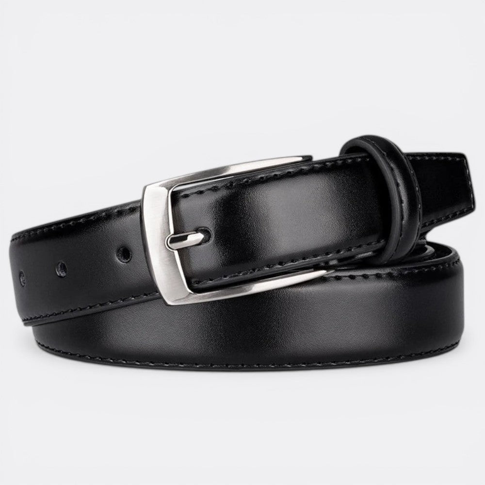 Ceinture Cuir Homme Boucle Argenté - Noir 100cm | Le monde de la ceinture