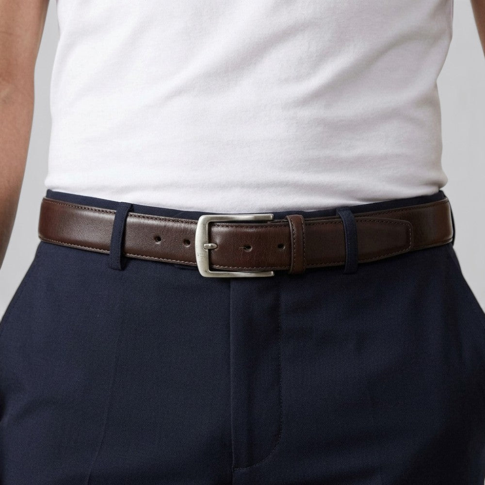 Ceinture Cuir Homme Boucle Argenté - Noir 100cm | Le monde de la ceinture