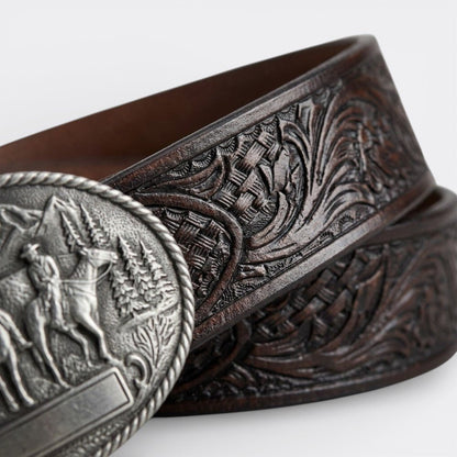 Ceinture Cuir Homme Boucle Vintage - Marron 90cm | Le monde de la ceinture