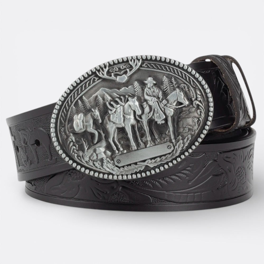 Ceinture Cuir Homme Boucle Vintage - Noir 90cm | Le monde de la ceinture