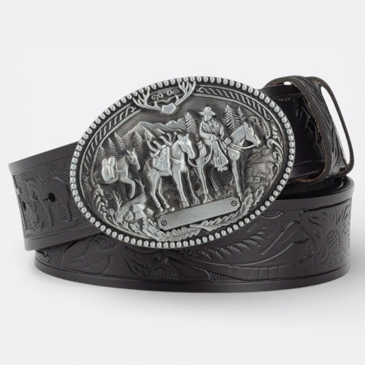 Ceinture Cuir Homme Boucle Vintage - Noir 90cm | Le monde de la ceinture