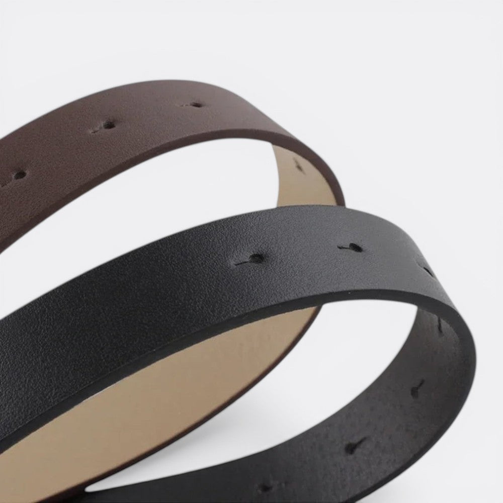 Ceinture Double Anneau Femme - Marron Dorée | Le monde de la ceinture