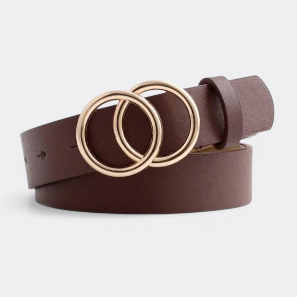 Ceinture Double Anneau Femme - Marron Dorée | Le monde de la ceinture