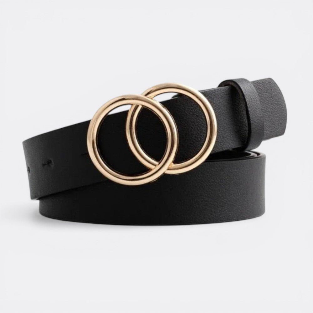 Ceinture Double Anneau Femme - Noir Dorée | Le monde de la ceinture