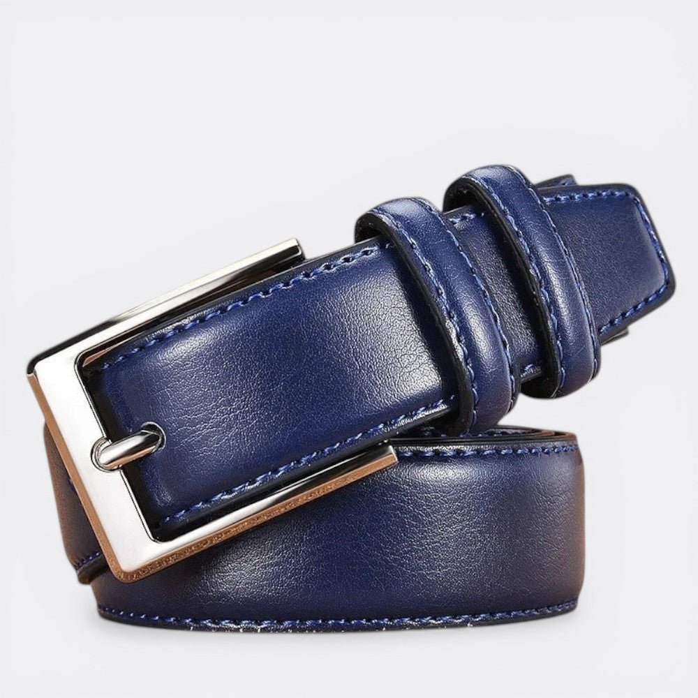 Ceinture en Cuir à Boucle Carrée - Bleu 105cm | Le monde de la ceinture