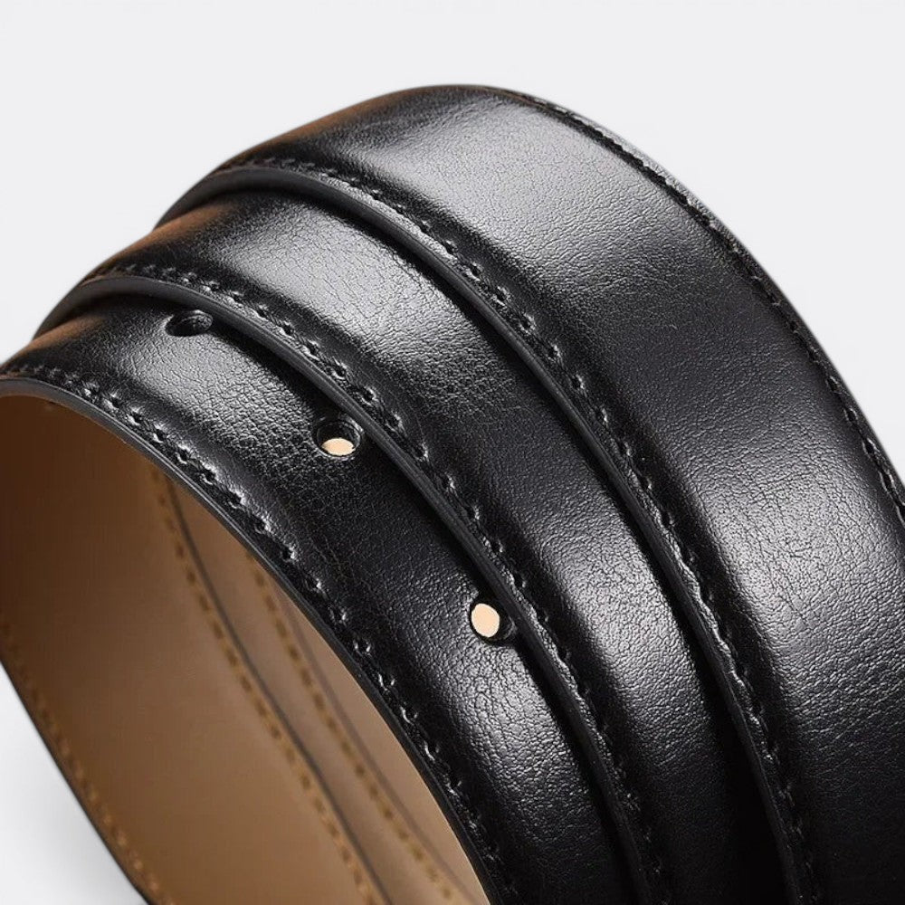 Ceinture en Cuir à Boucle Carrée - Bleu 105cm | Le monde de la ceinture