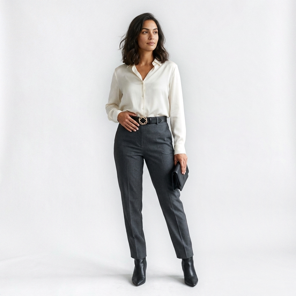 Mannequin femme portant la Ceinture Femme Belle Boucle — style smart casual — Le Monde de la Ceinture