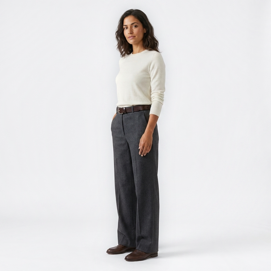 Mannequin femme portant la Ceinture Femme Cuir et Metal — style smart casual — Le Monde de la Ceinture