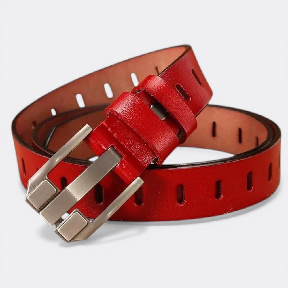 Ceinture Femme Cuir et Metal - Rouge 105cm | Le monde de la ceinture