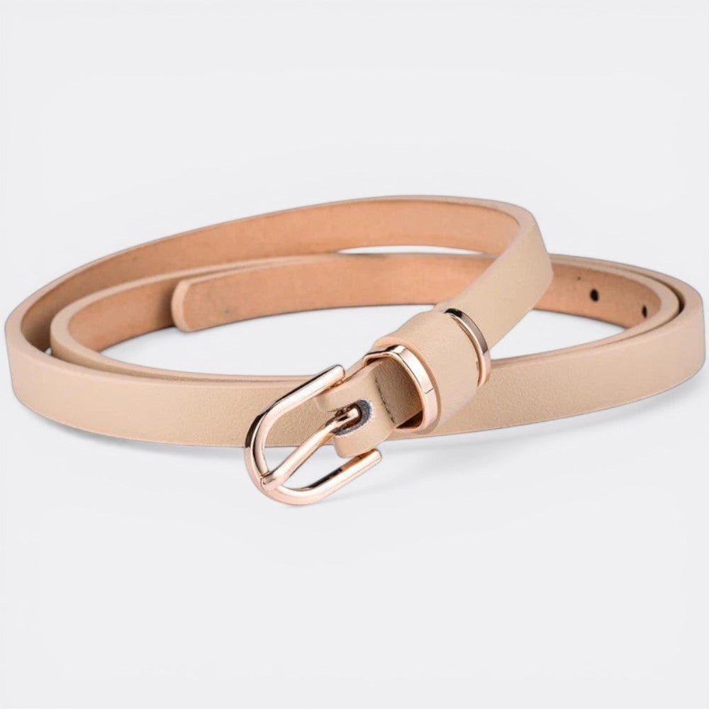 Ceinture Femme Fine Boucle Ardillon Dorée - Beige 80cm | Le monde de la ceinture